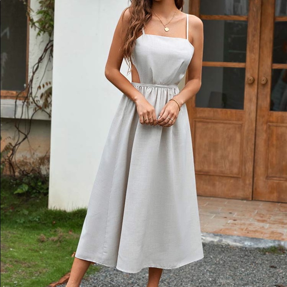 Constance Thin Straps Square Neck Backless A-Shape Dress